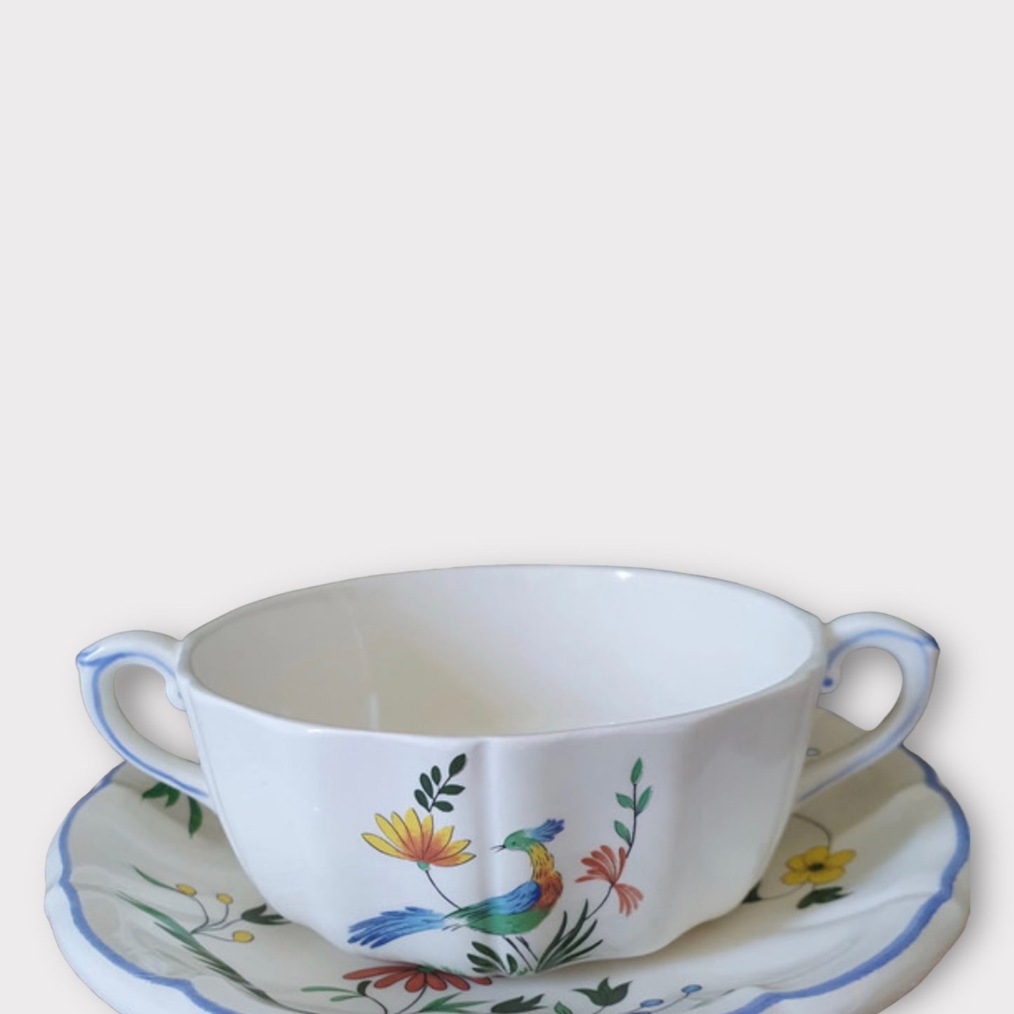 Gien Oiseaux de Paradis soup bowl + plate