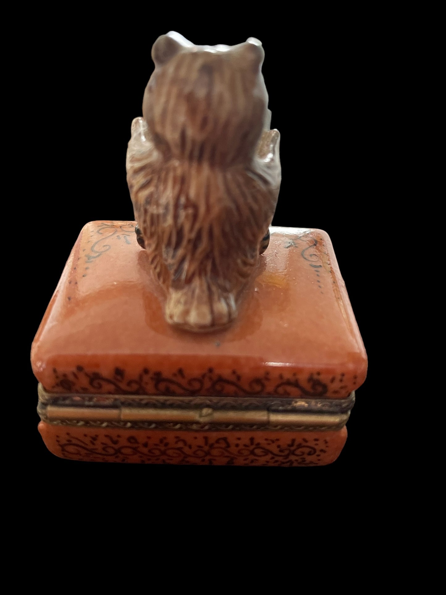 Trincketbox Limoges Owl reading book