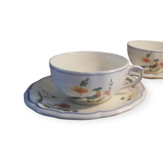 Cup 9 cm and saucer Gien Oiseaux de Paradis