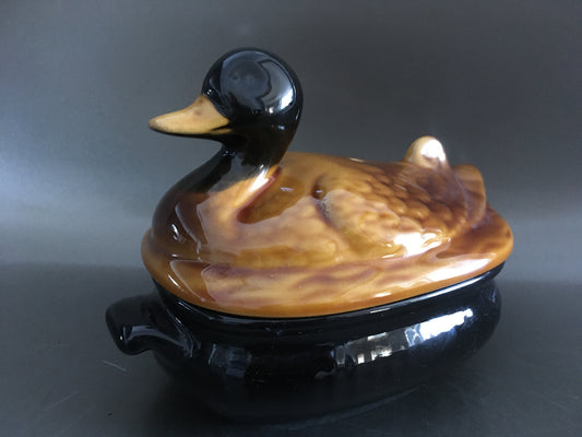 antique majolica terrine duck