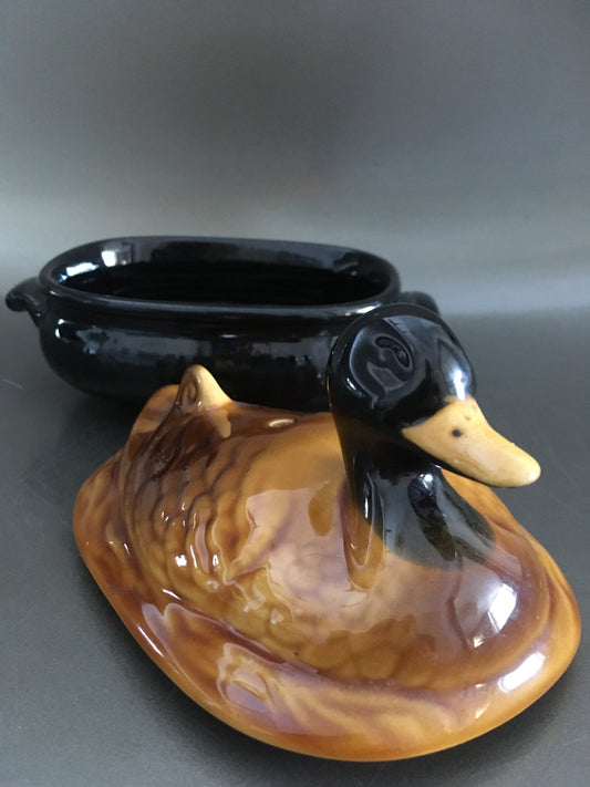 antique majolica terrine duck