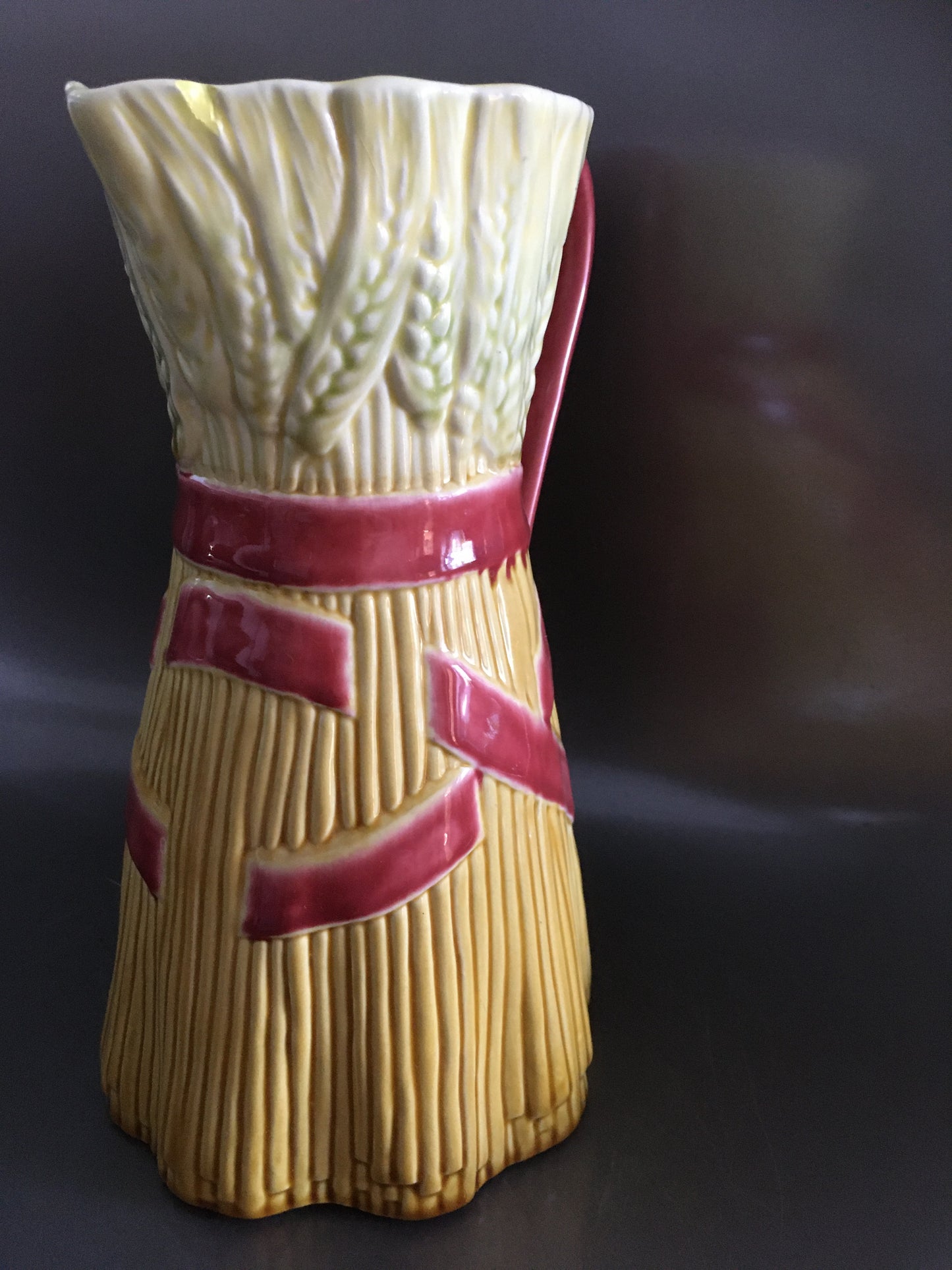 vintage majolica pitcher grain Bordallo Pinheiro