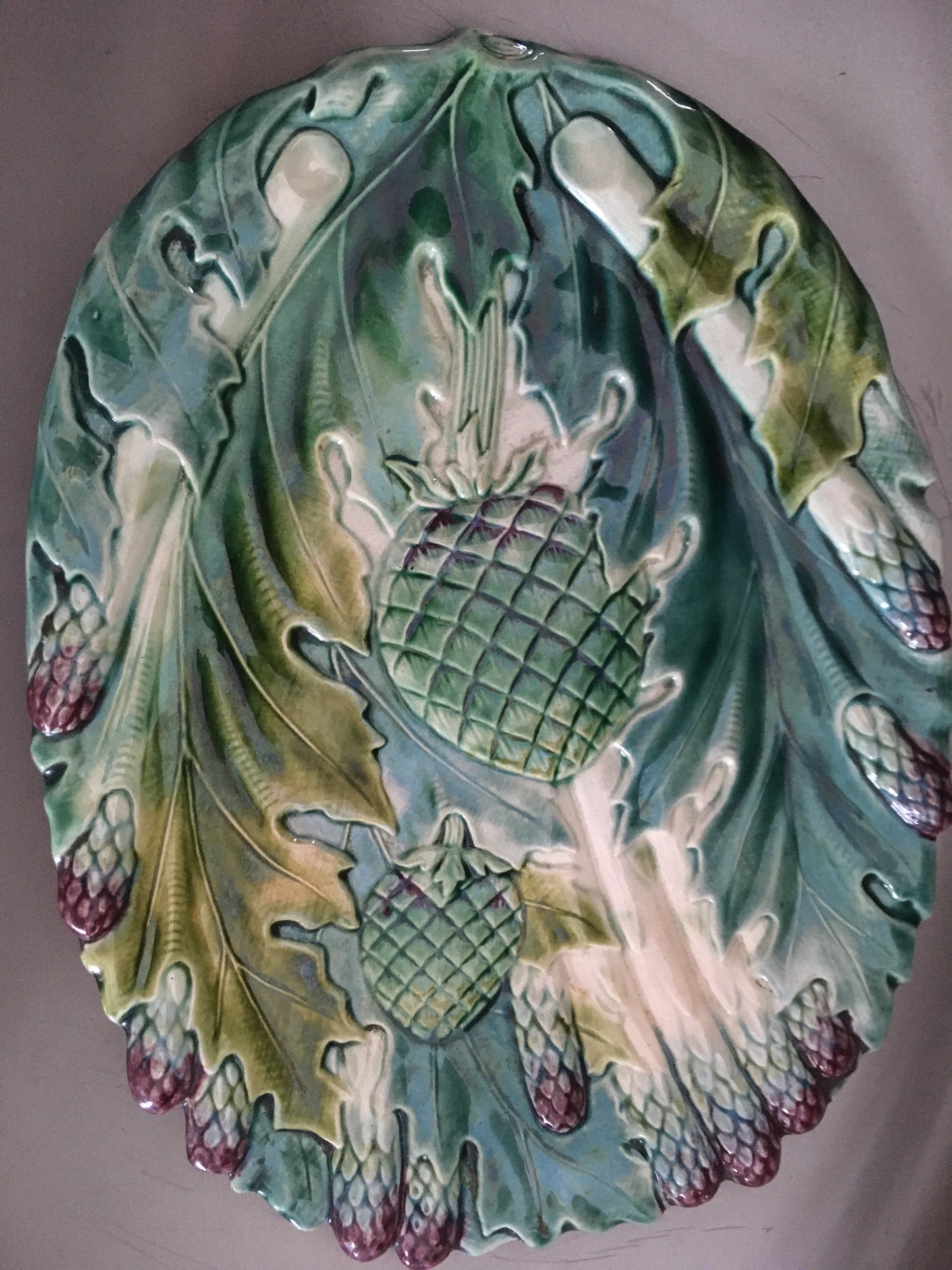 Antique french majolica asparagus platter