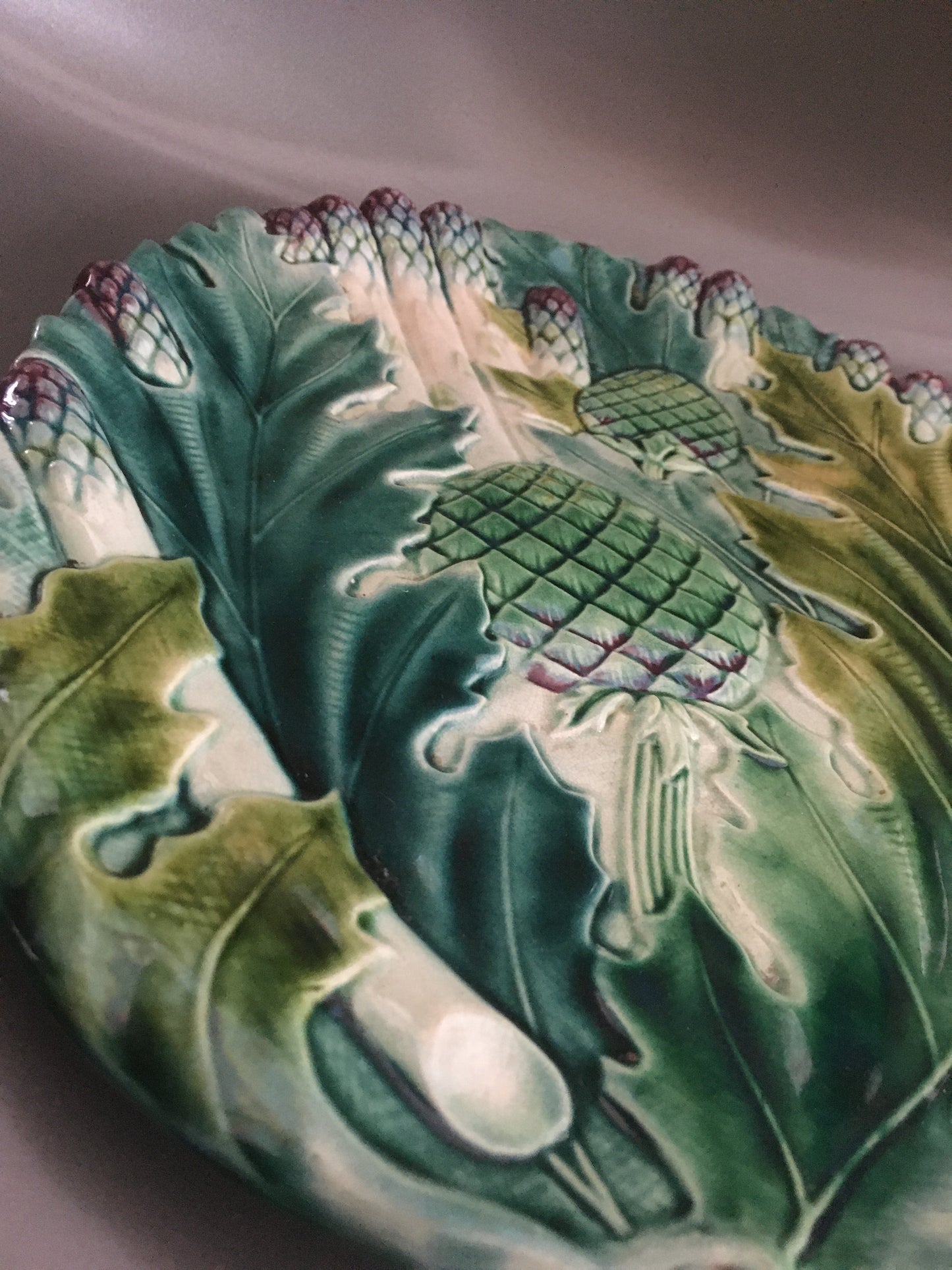 Antique french majolica asparagus platter