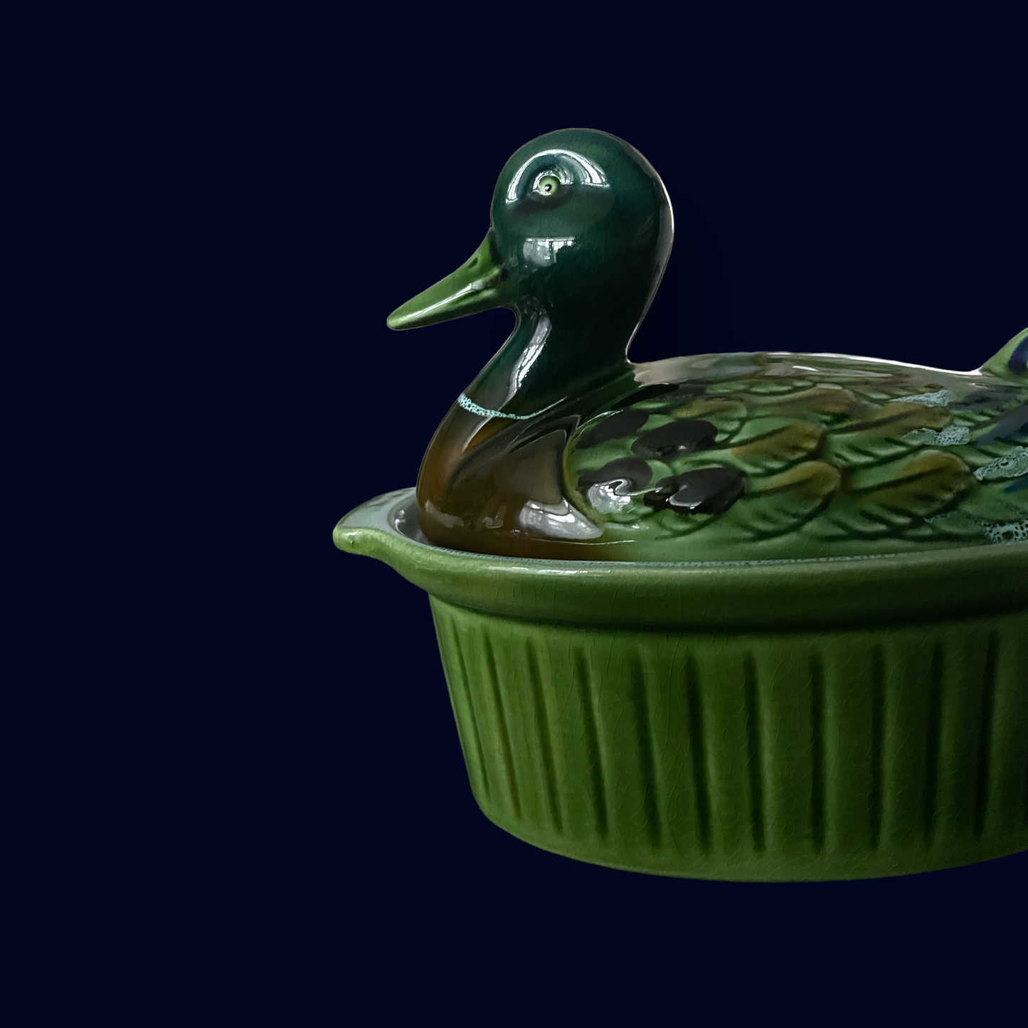 Antique majolica duck tureen