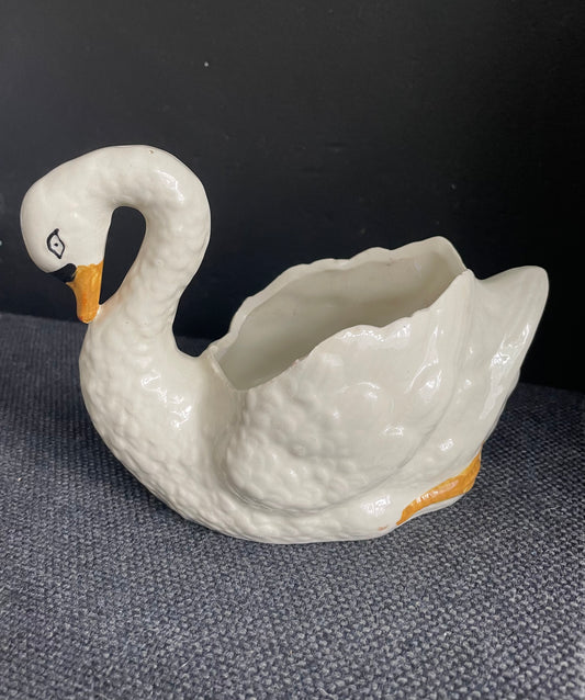 Antique swan planter