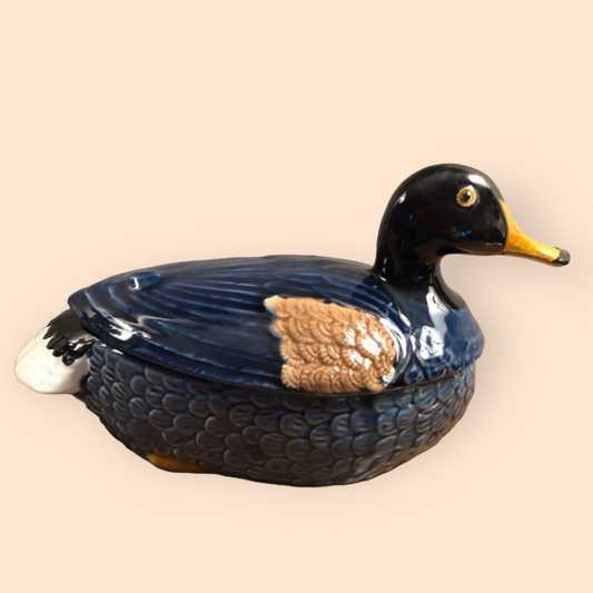 Vintage blue duck terrine Caugant