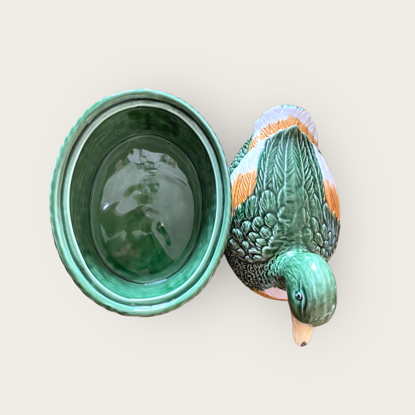 Caldas da Rainha XL majolica duck Tureen