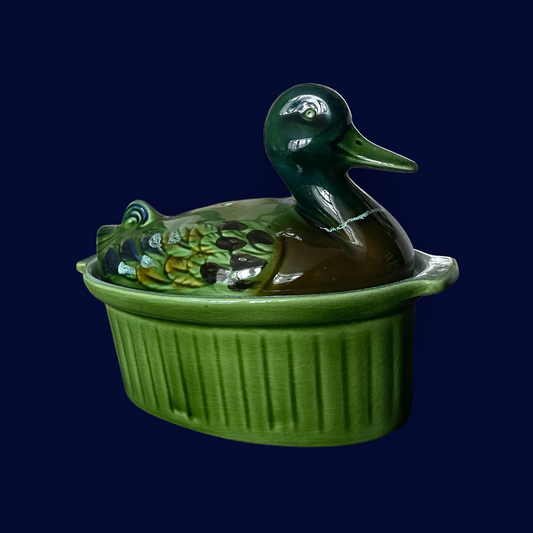 Antique majolica duck tureen