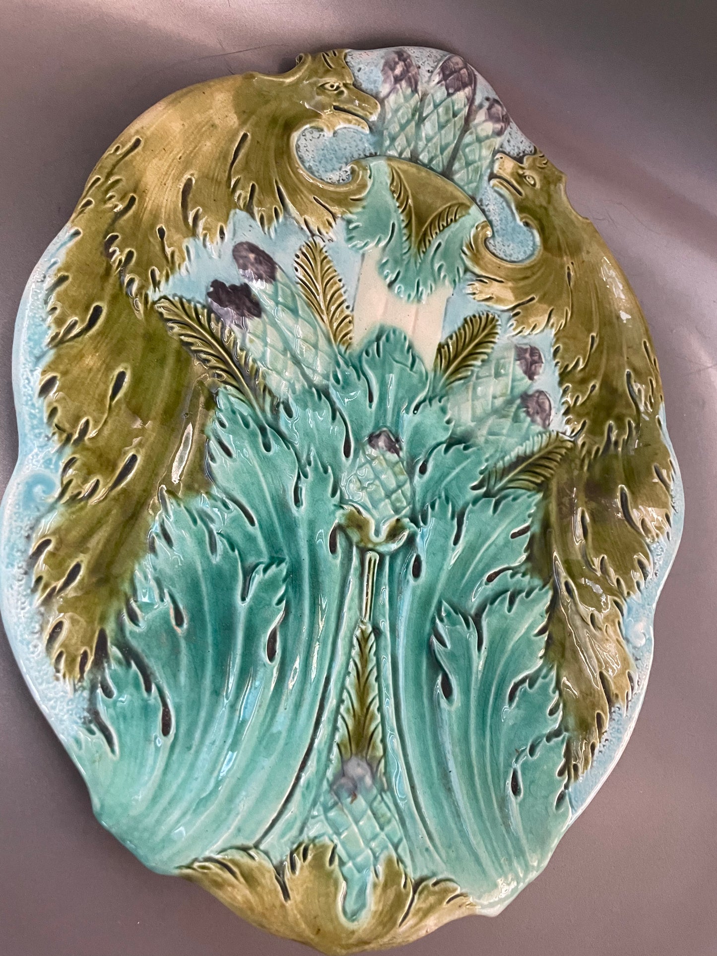 French majolica asparagus server