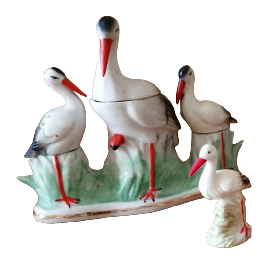 Porcelain pepper & salt mustard Stork