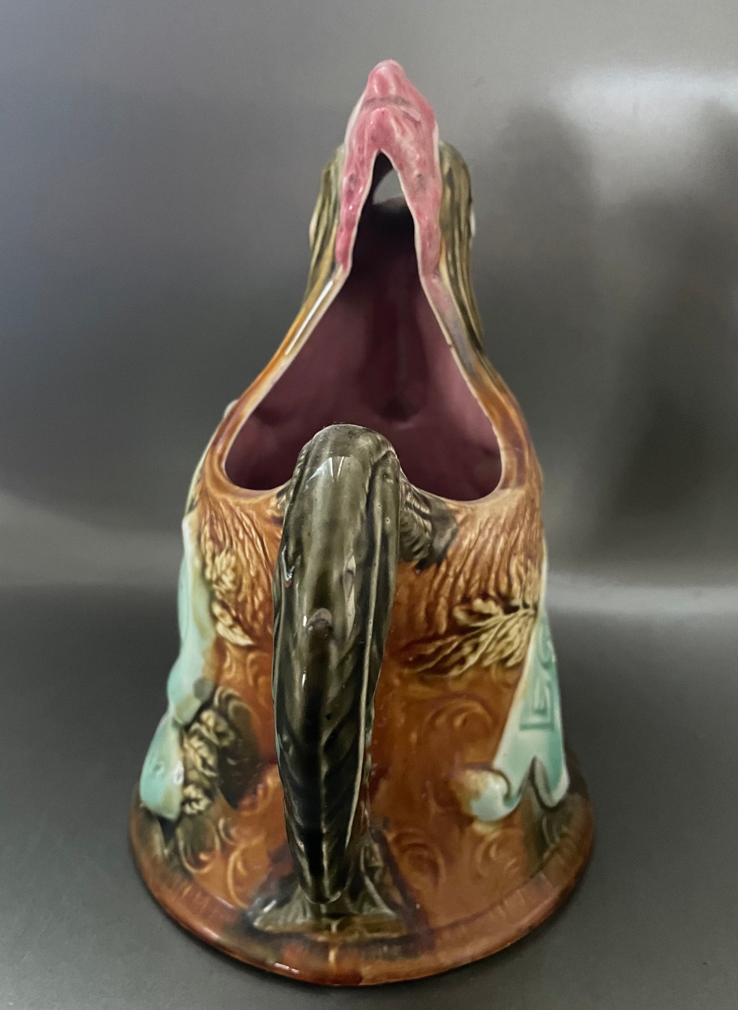 LA FAÏENCERIE D'ONNAING FRENCH MAJOLICA ROOSTER PITCHER