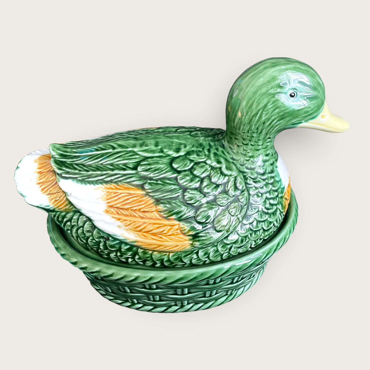 Caldas da Rainha XL majolica duck Tureen