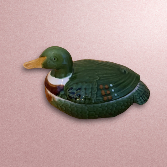 Vintage tureen green Caugant duck